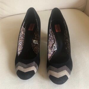 Missoni for Target Black Suede Chevron Block Heel Pump Size 8
